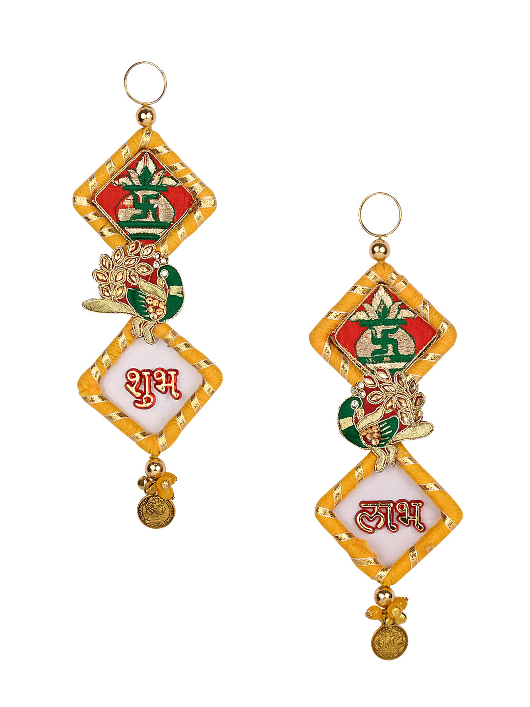 Antique Swastik Shubh Labh Wall Hanging - Set Of 2