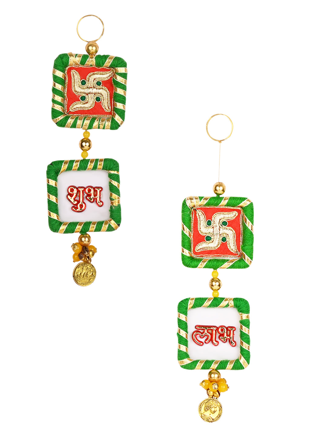 Antique Swastik Shubh Labh Wall Hanging - Set Of 2