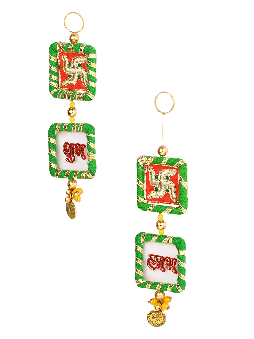 Antique Swastik Shubh Labh Wall Hanging - Set Of 2