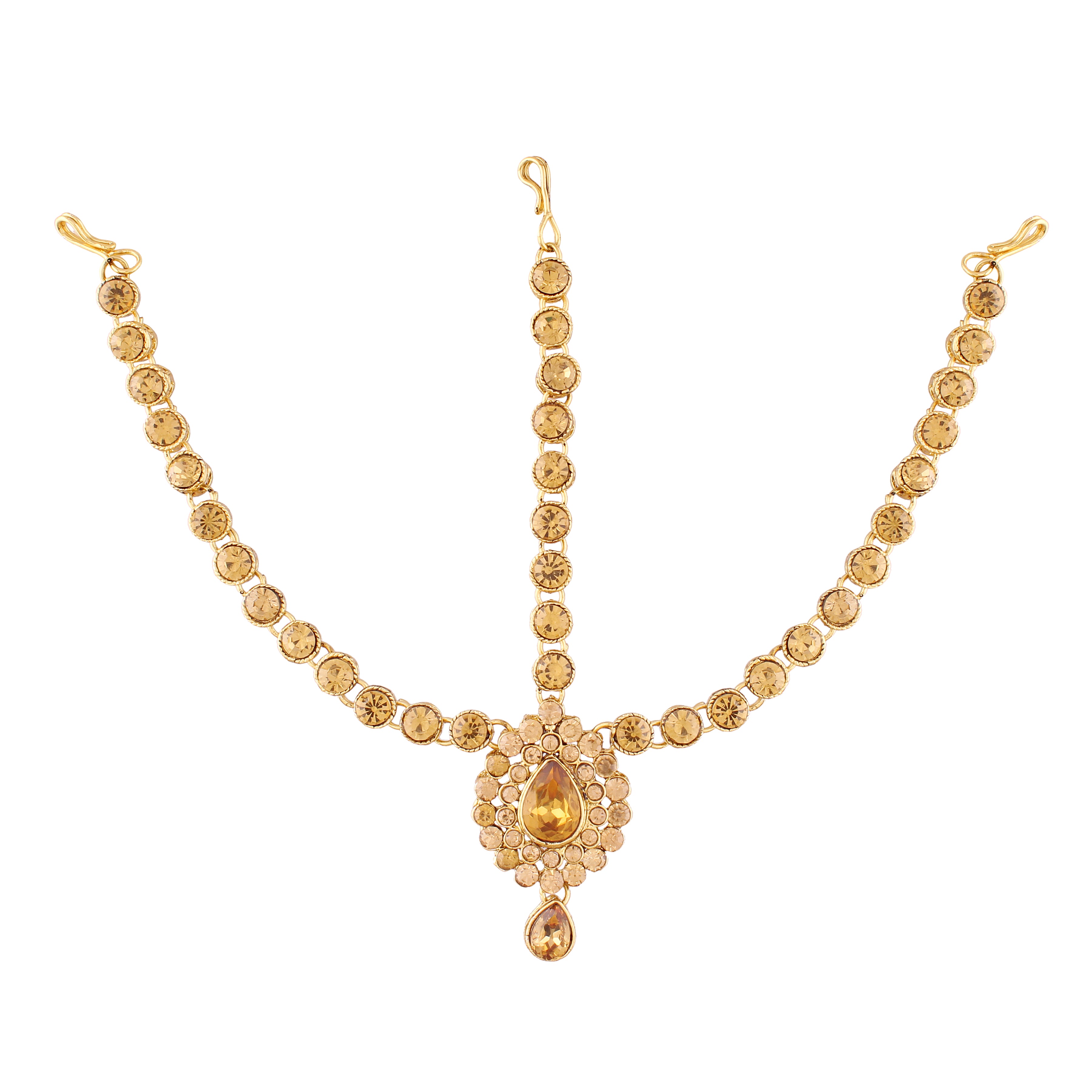 Traditional Gold Plated Design Stone Mathapatti Maang Tikka For Women T1079Fl (Gold)