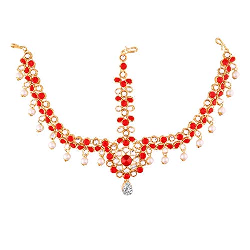 kundan studed , pearls stones , maangtikka