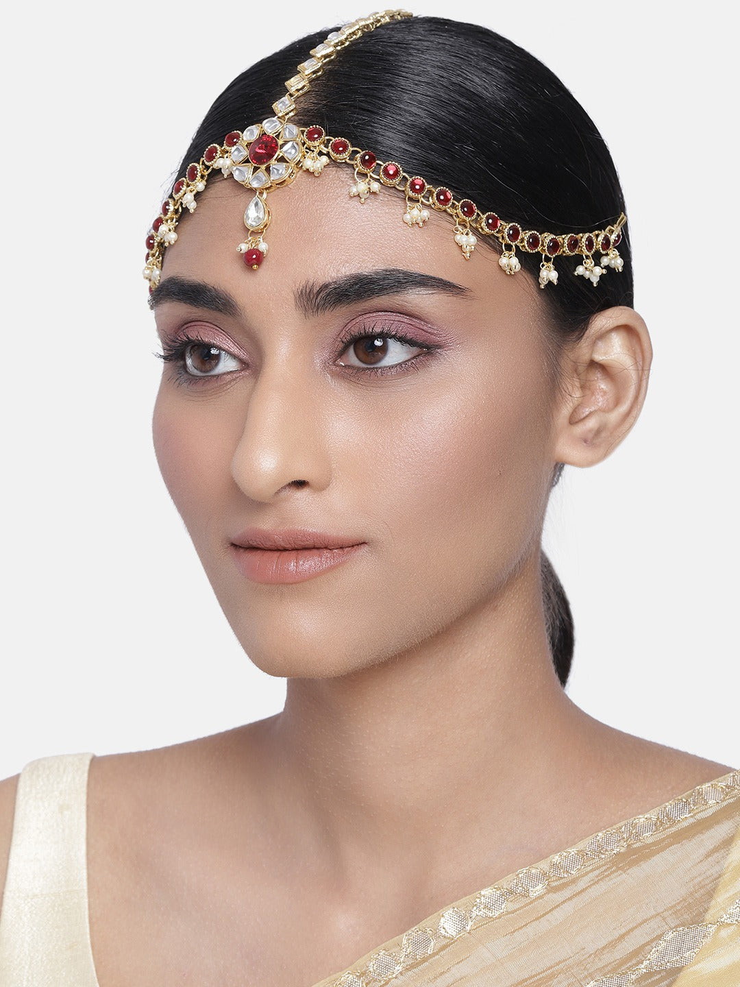 kundan , stones , pearls , mathapatti