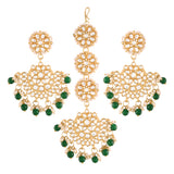Shyama Green MaangTikka Earrings Set