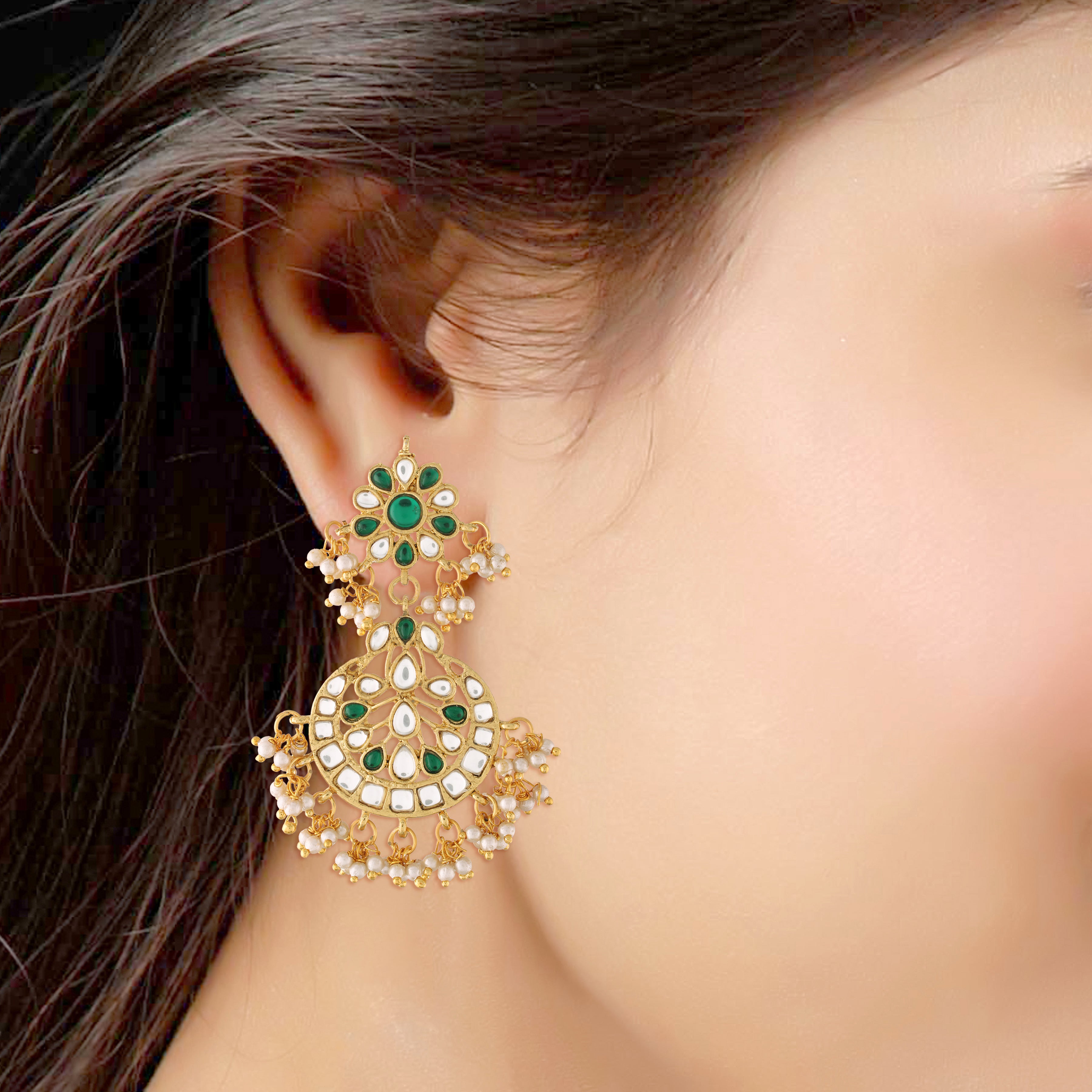Kamya Green Maangtikka earring set