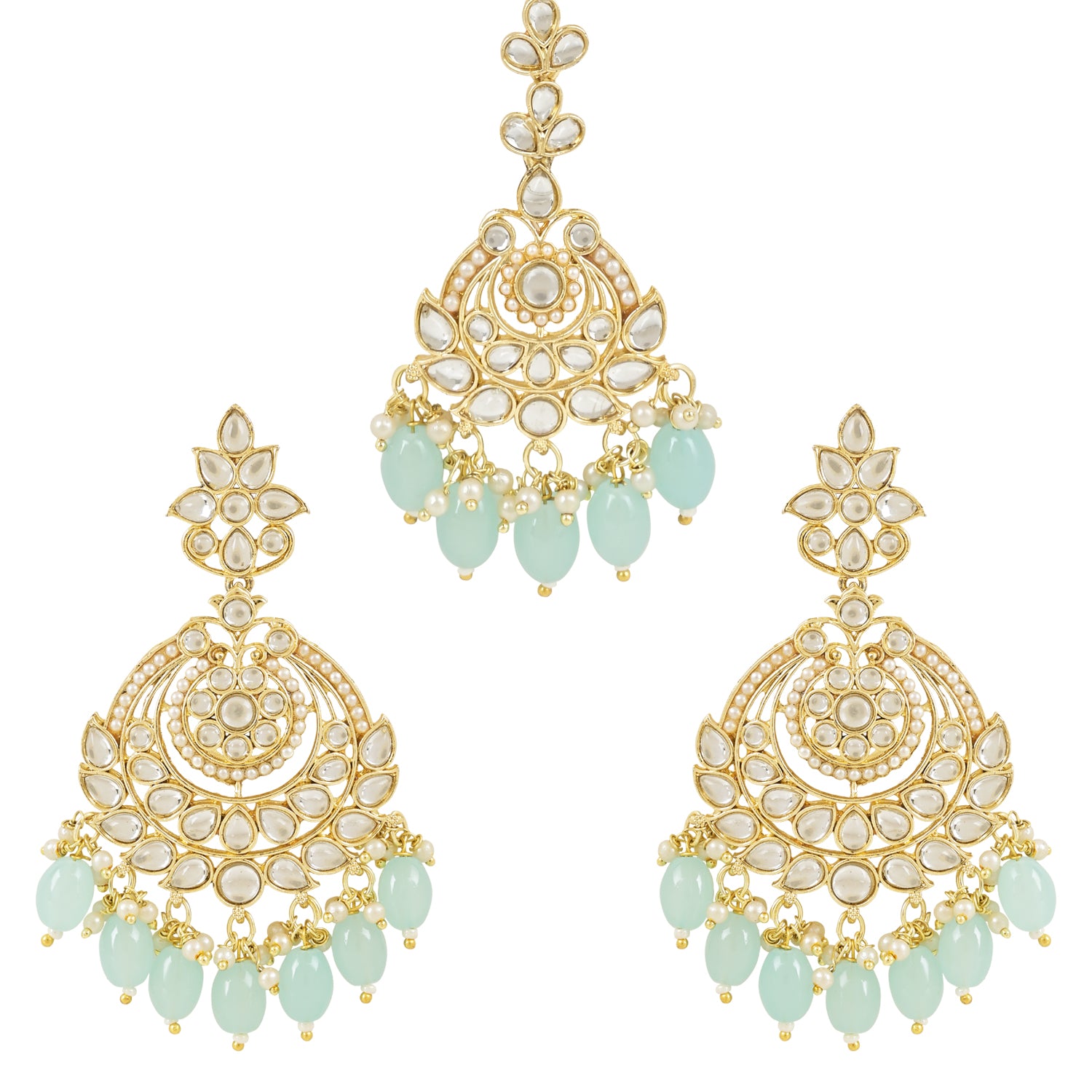 Shehnaz Turquoise Maangtikka Earring Set