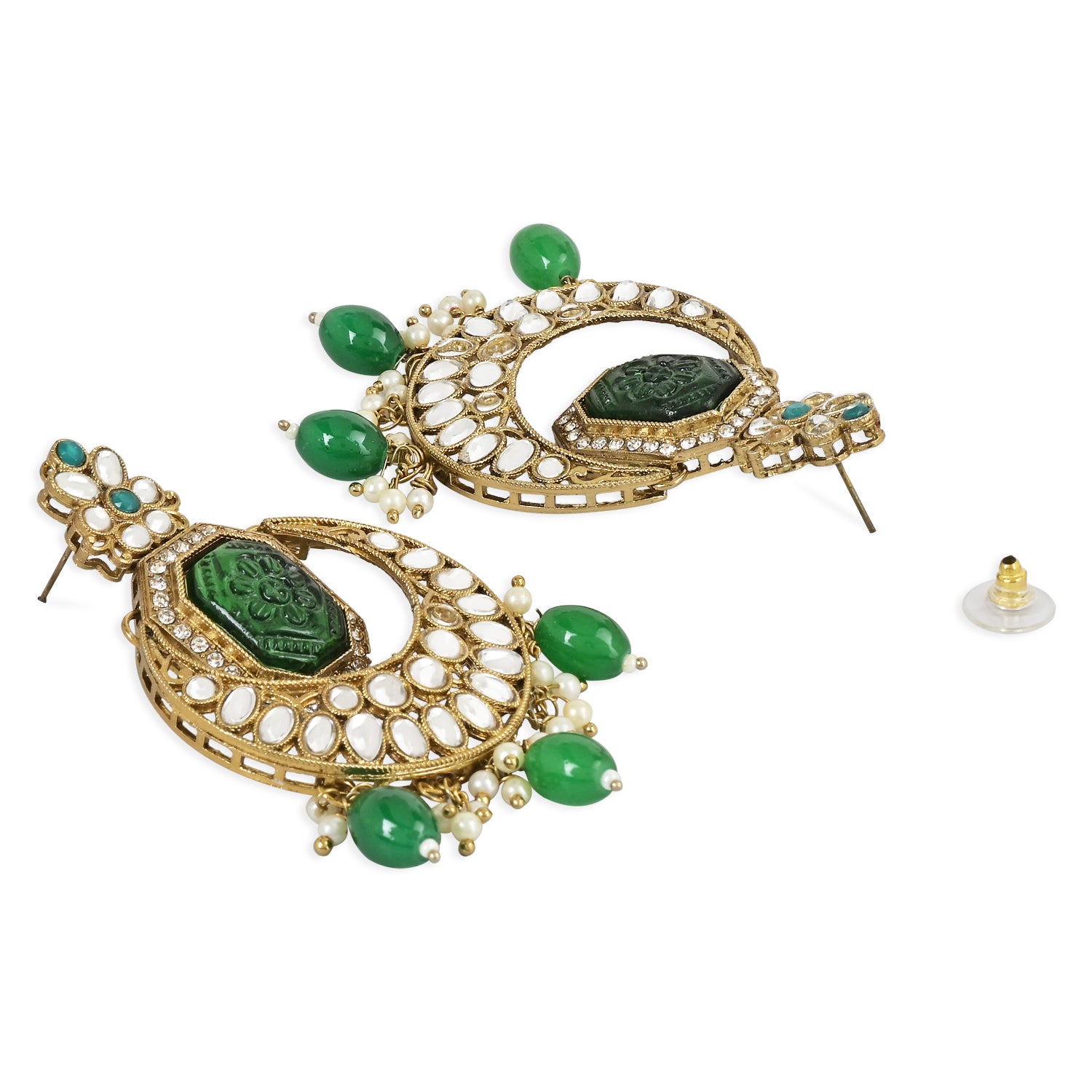 Ayra Green Maangtikka Earring Set