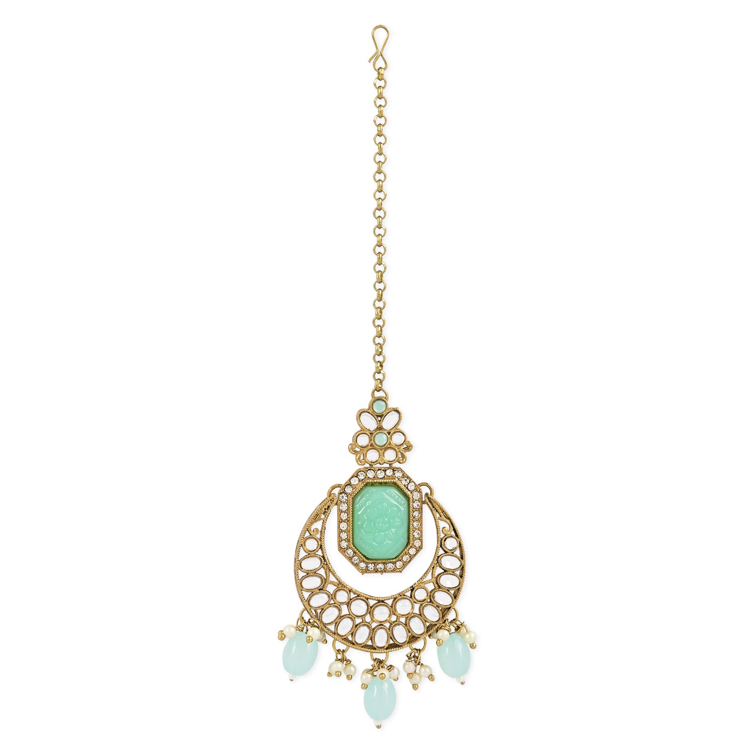 Ayra Turquoise Maangtikka Earring Set