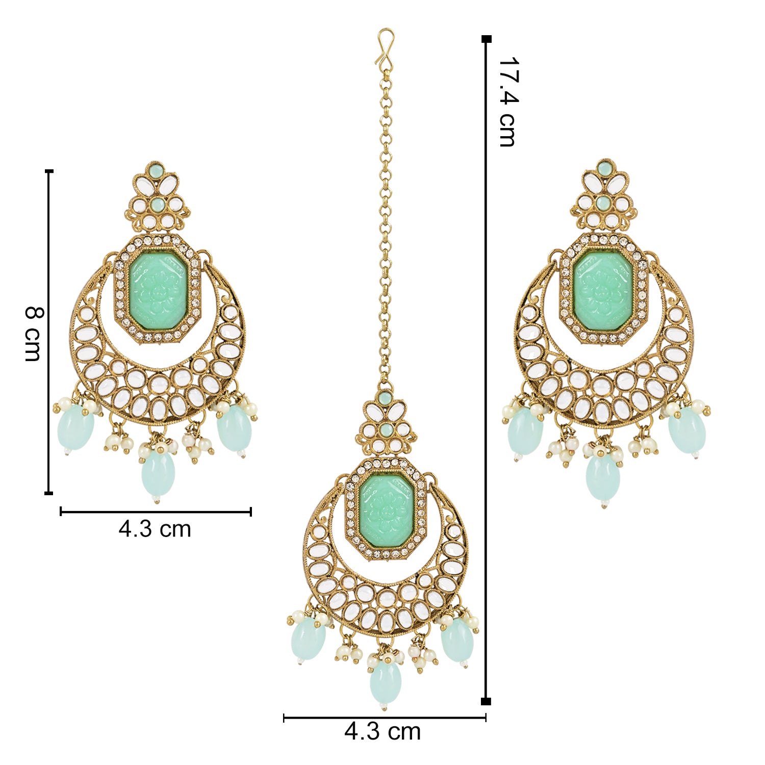 Ayra Turquoise Maangtikka Earring Set