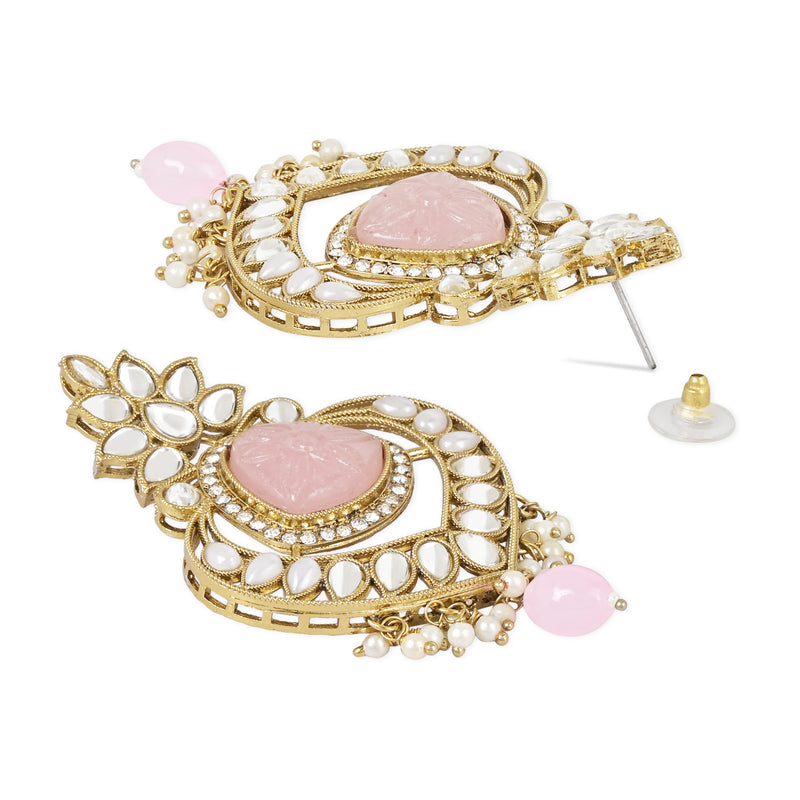 Nakshi Pink Maangtikka Earring Set