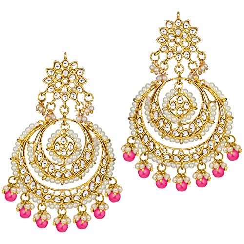 Meesha Pink Maangtikka Earring Set