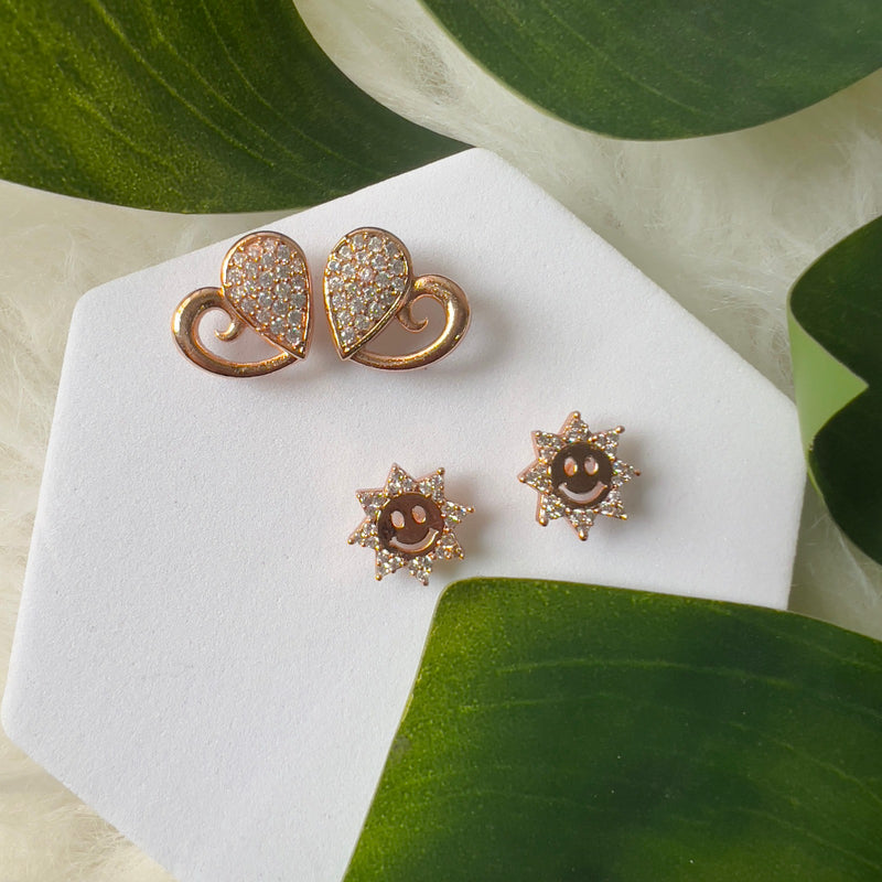 14K Rose Gold Cushion Halo Cluster Stud Earings