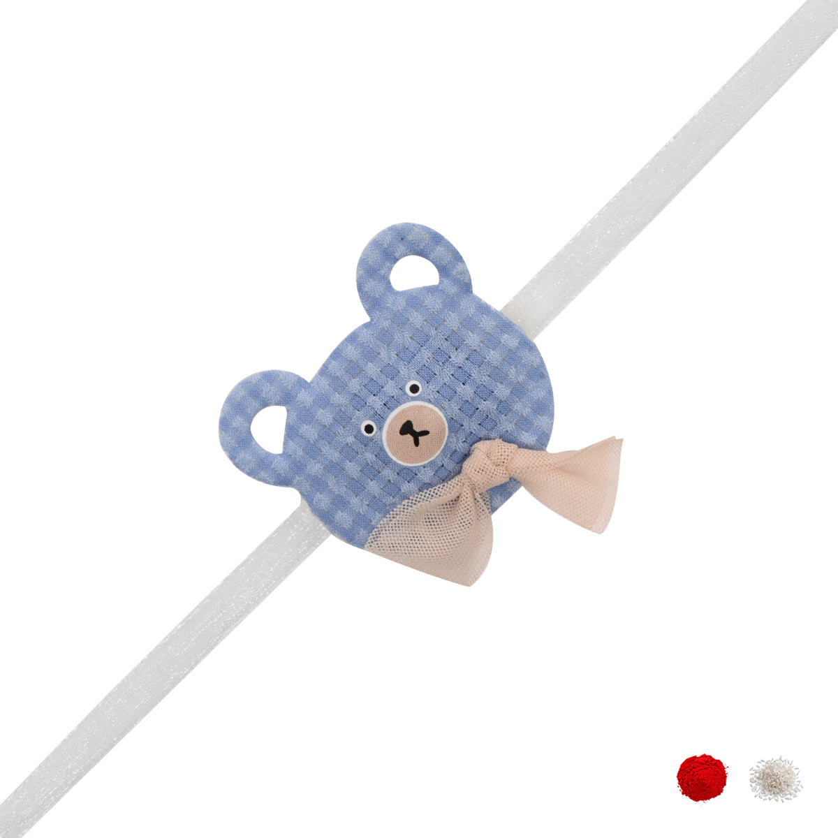 Adorable Blue Teddy Bear Kid LED Light  Rakhi with Roli Chawal & Rakshabandhan Card