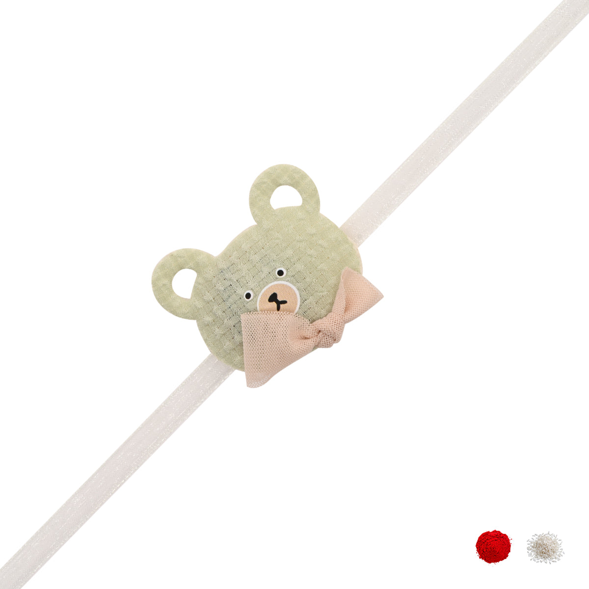 Adorable Mint Teddy Bear Kid LED Light Rakhi with Roli Chawal & Rakshabandhan Card