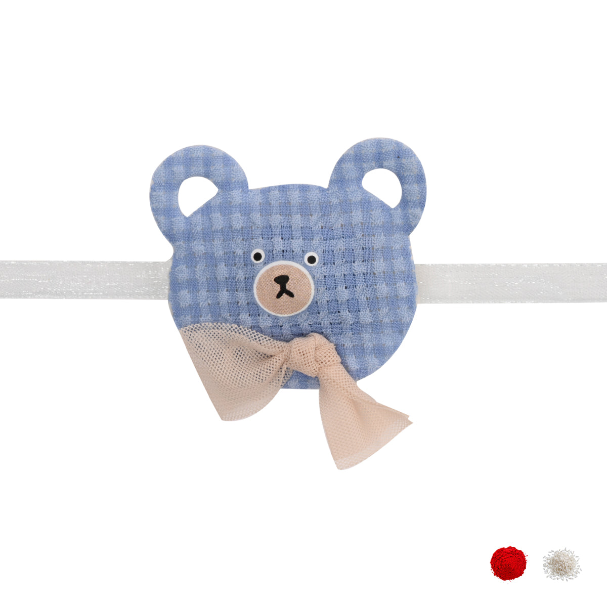 Adorable Blue Teddy Bear Kid LED Light  Rakhi with Roli Chawal & Rakshabandhan Card