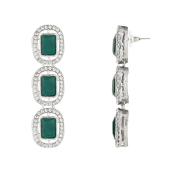 Helly Silver Green Earrings