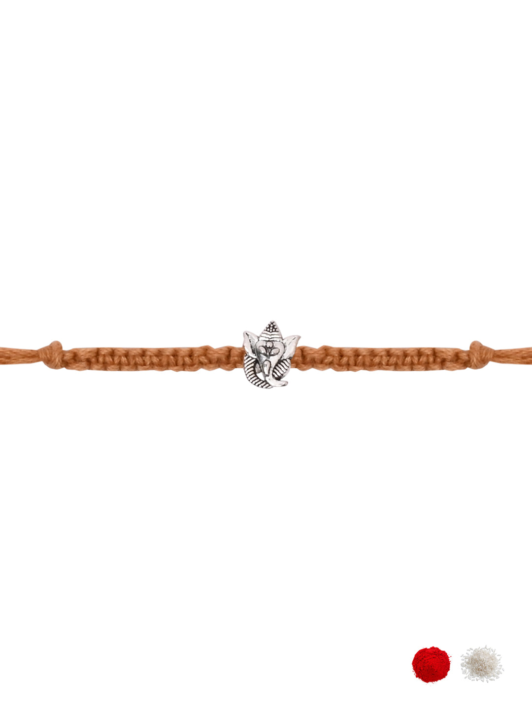 Ganesha Pearl Rakhi for Brother with Roli Chawal and Raksha Bandhan Card