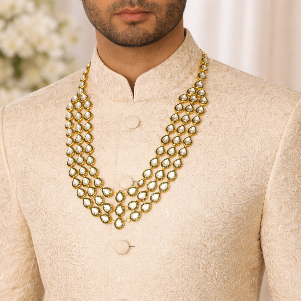 Jacky Bhagnani Green Necklace For Men