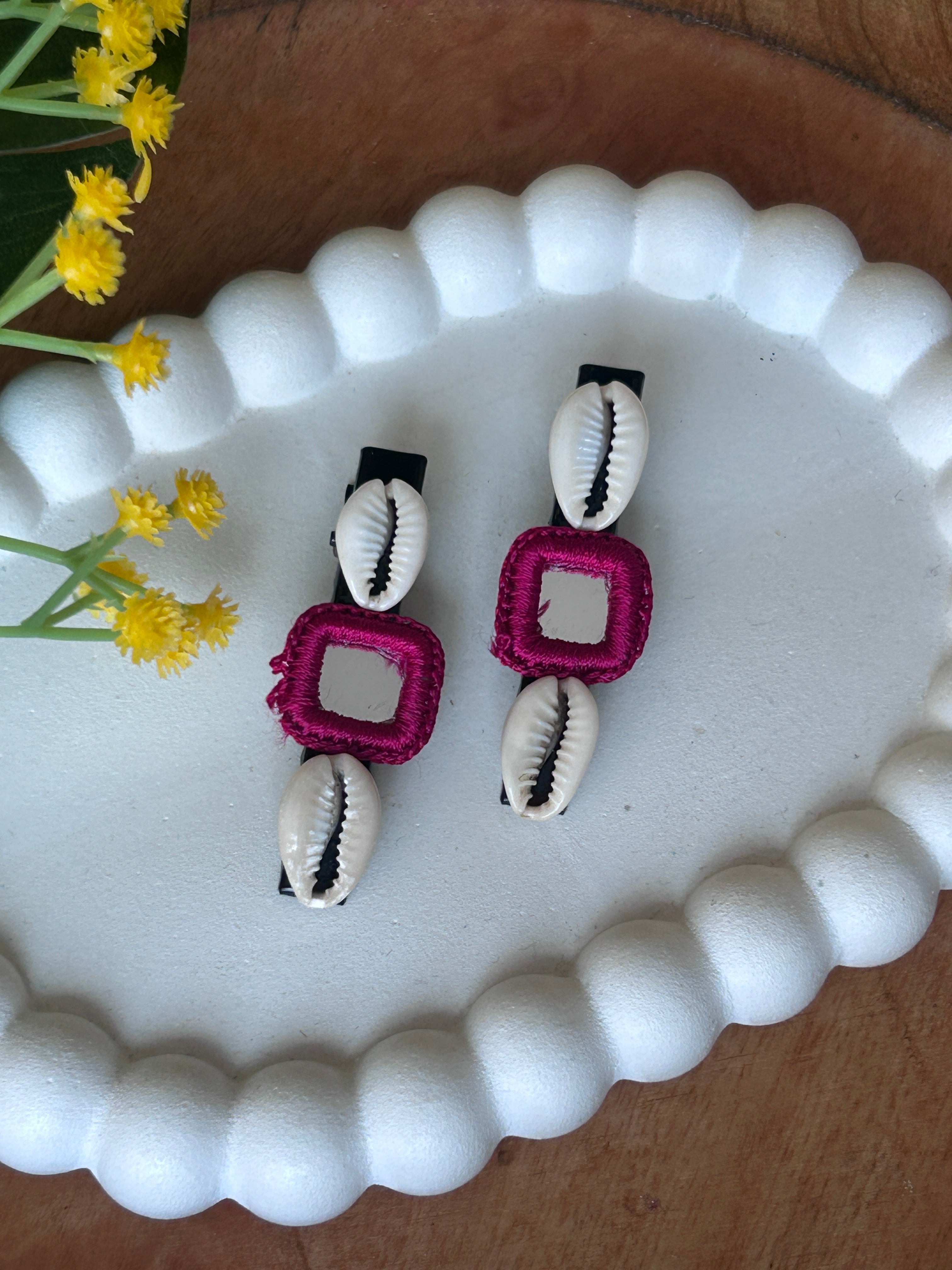 hairpins shells navratri traditionals women mirror