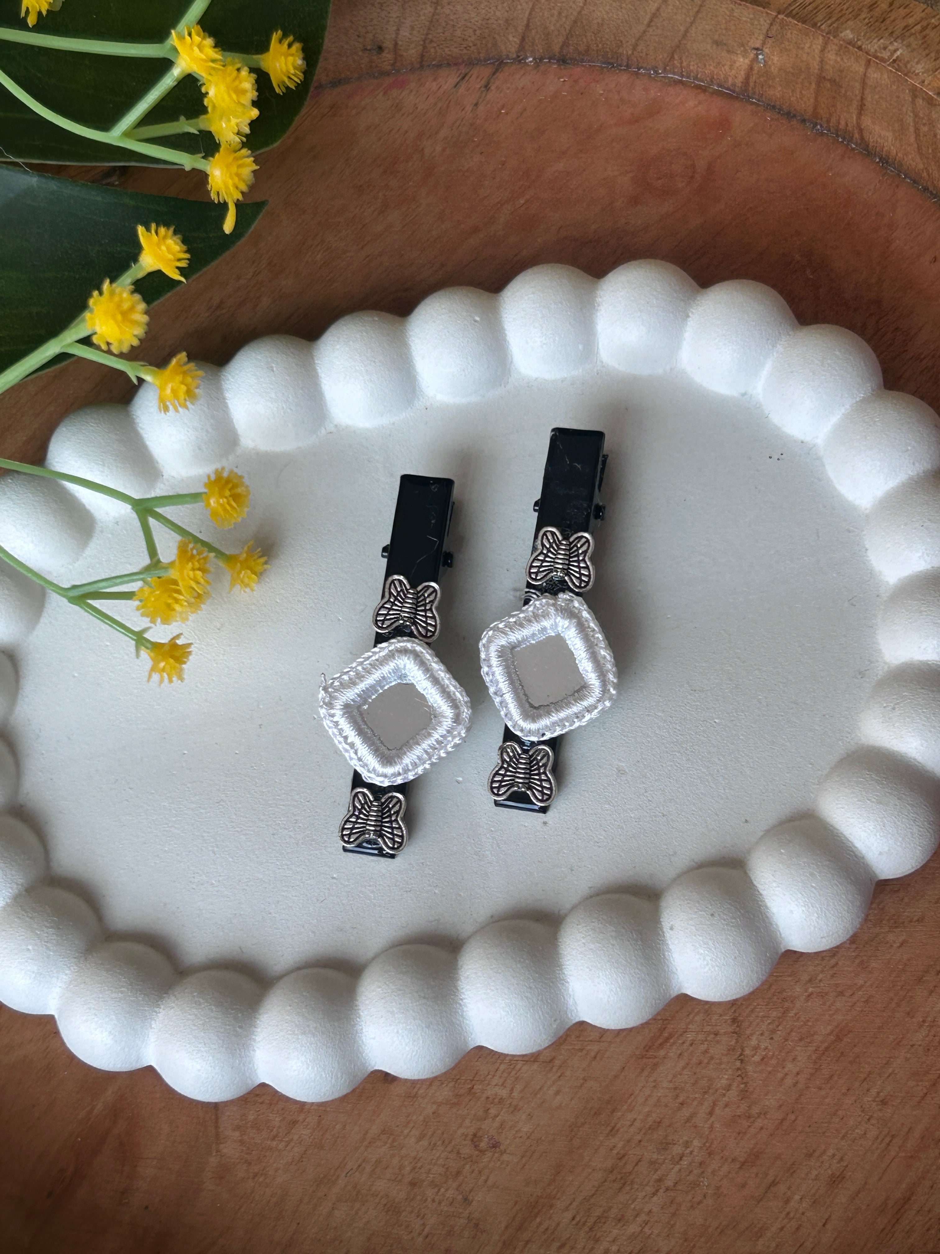 mirror clip handcrafted butterfly navratri  clips