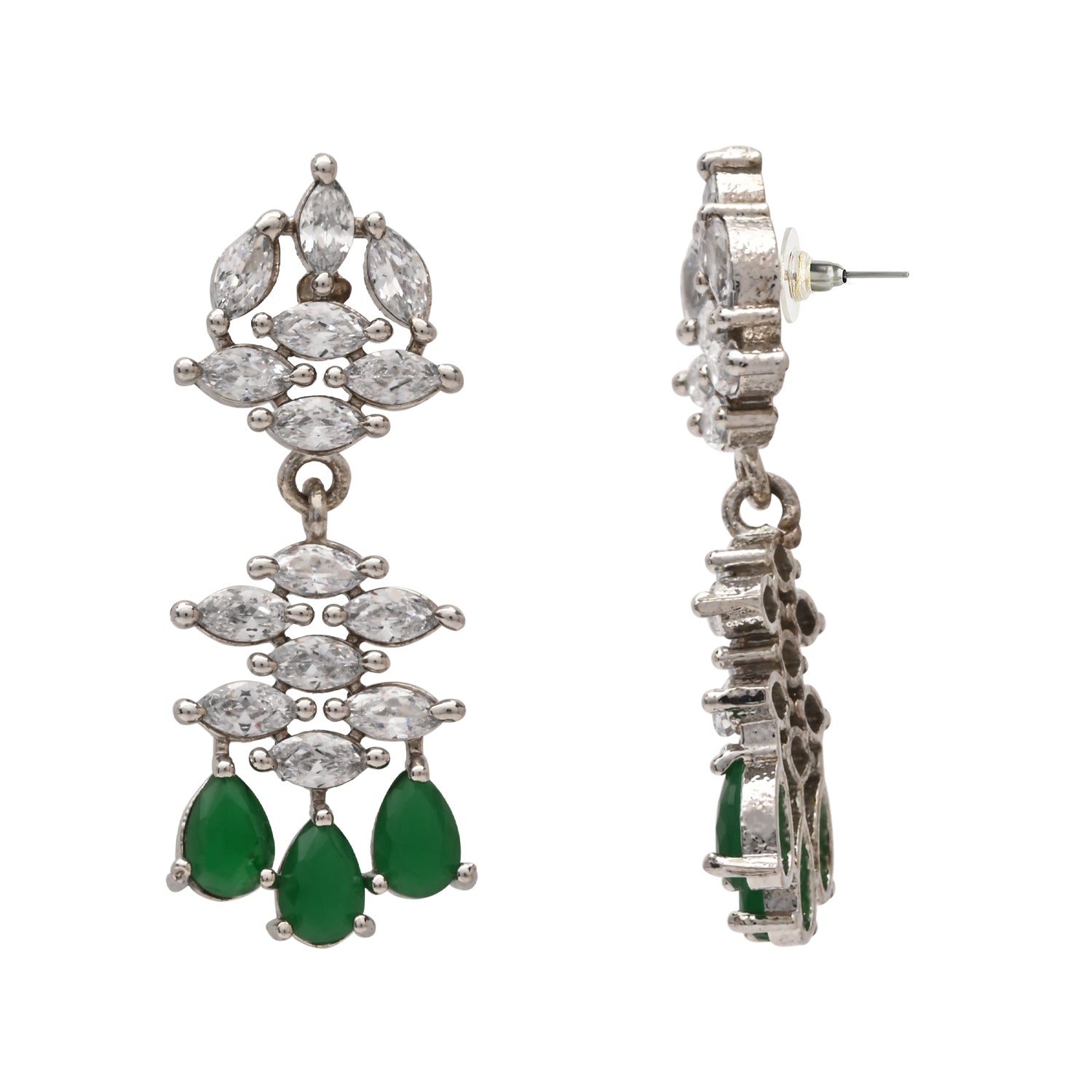 Amayah Rhodium Green Jewellery Set