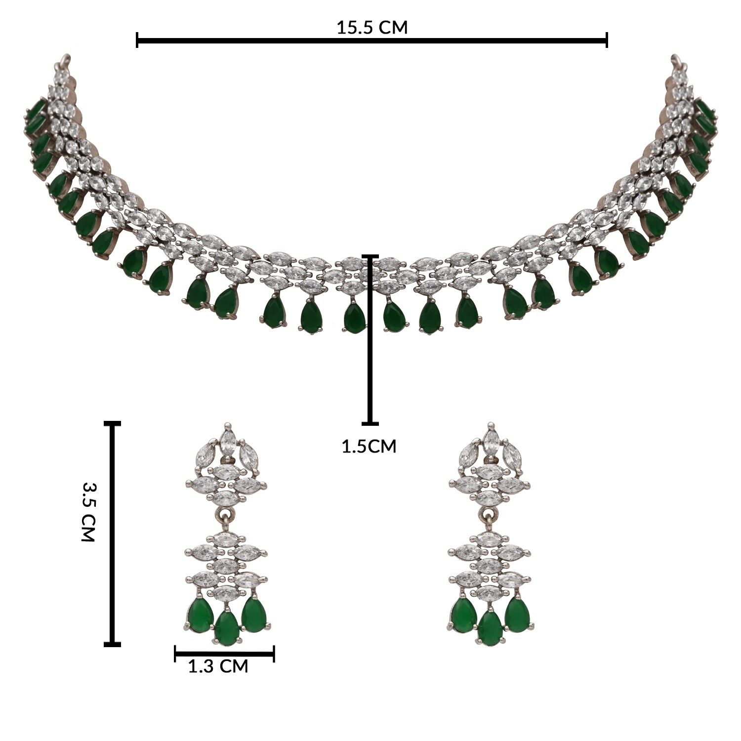 Amayah Rhodium Green Jewellery Set