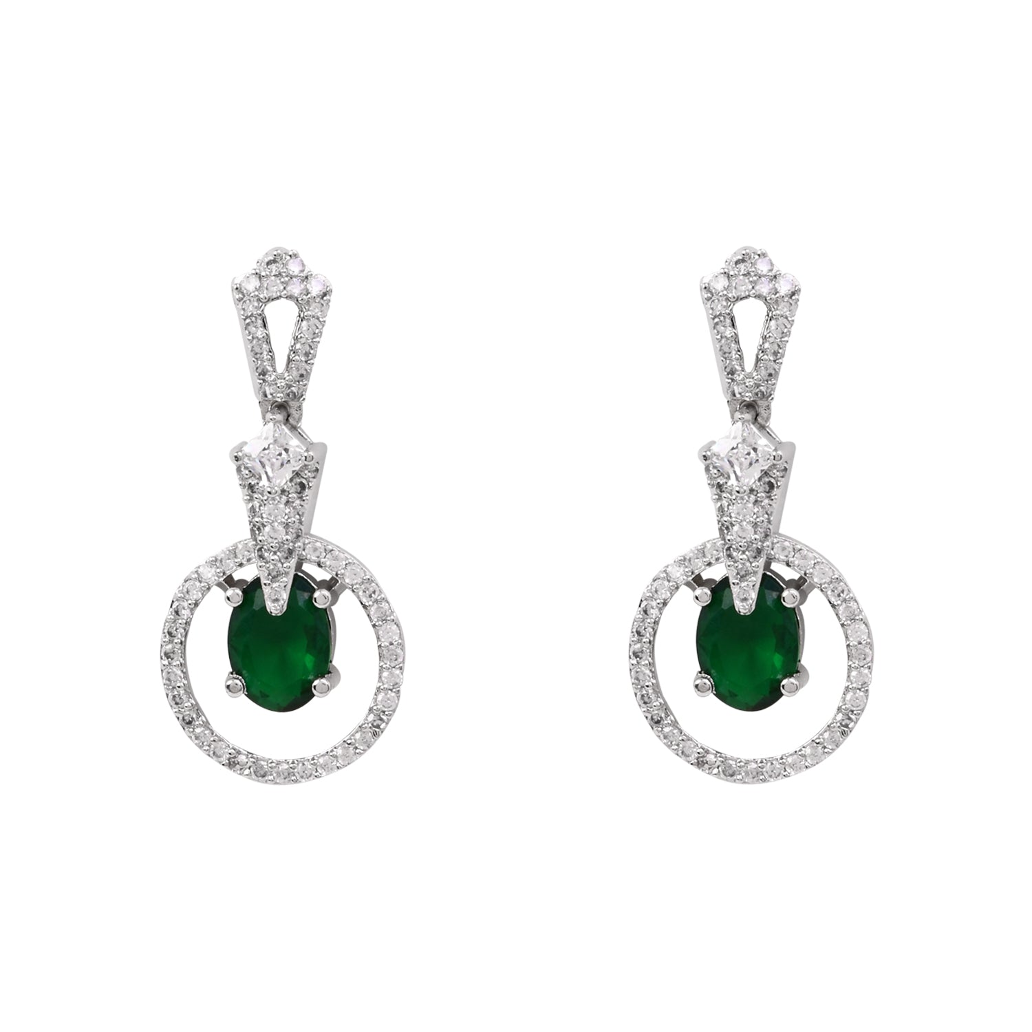 Aalisha - Silver Green Necklace Set