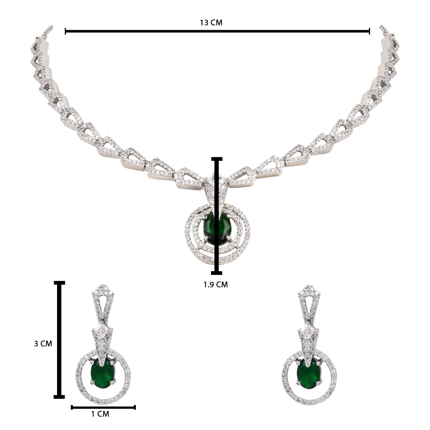 Aalisha - Silver Green Necklace Set