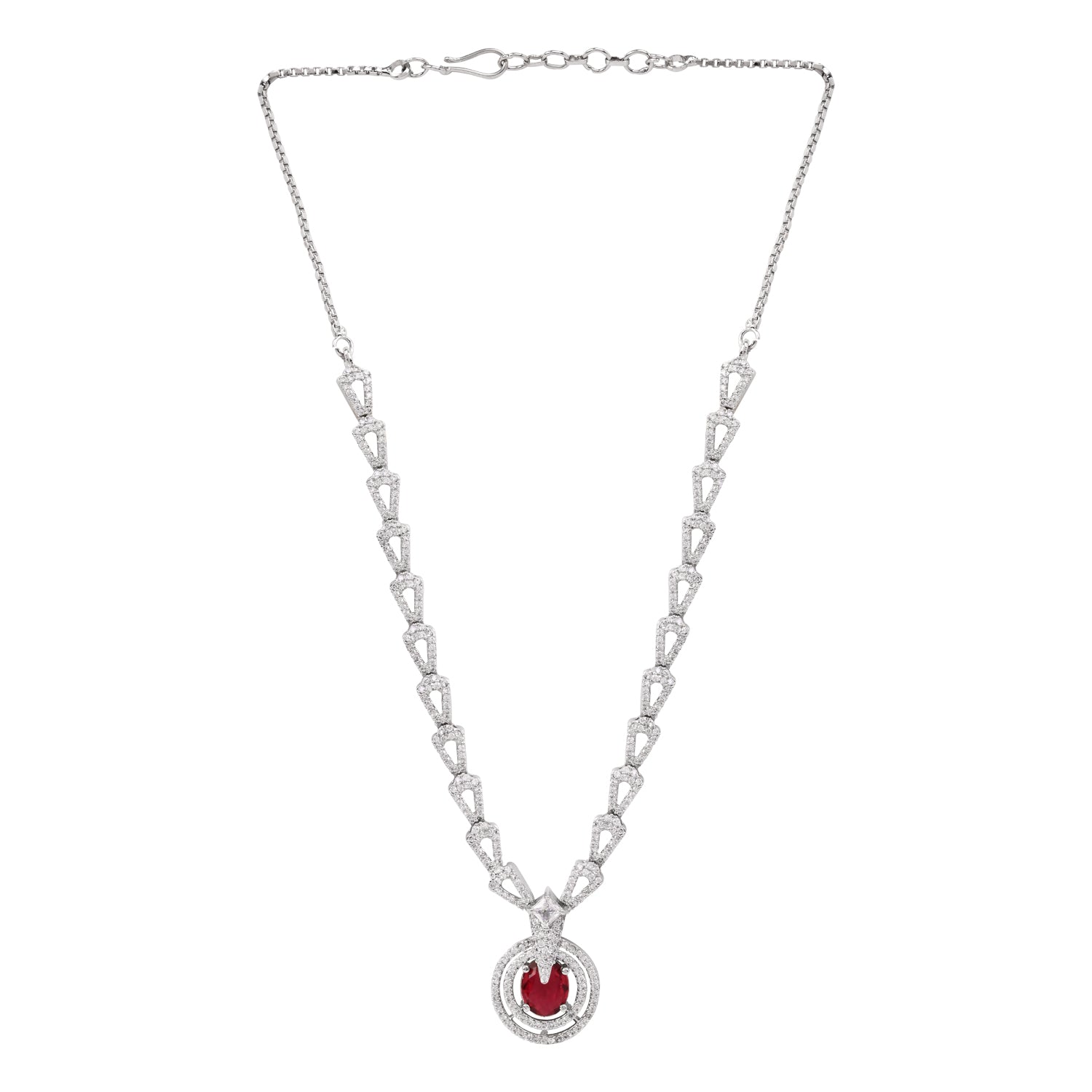 Aalisha - Silver Pink Necklace Set