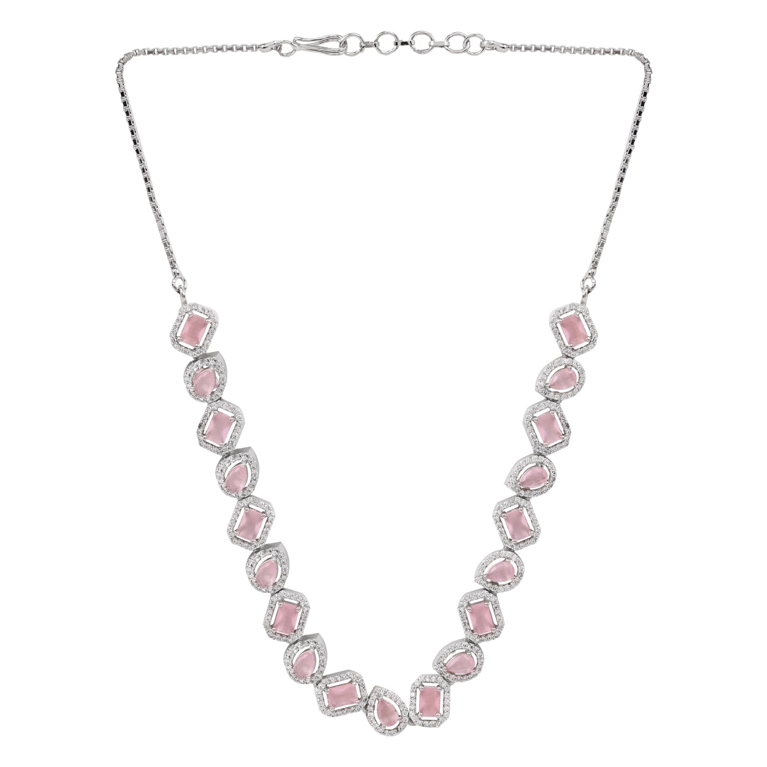 Aaesha - Silver Pink Necklace Set