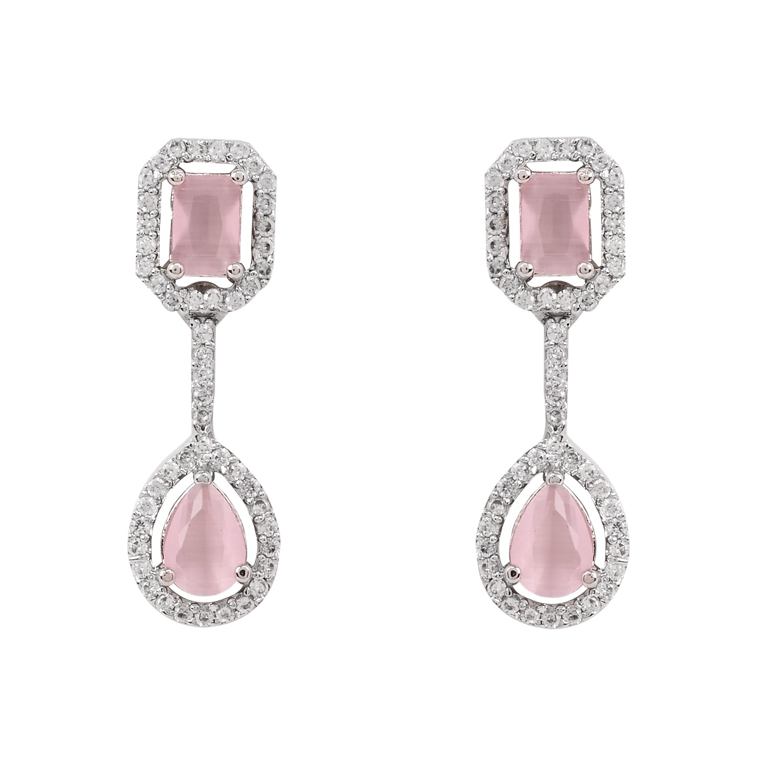 Aaesha - Silver Pink Necklace Set