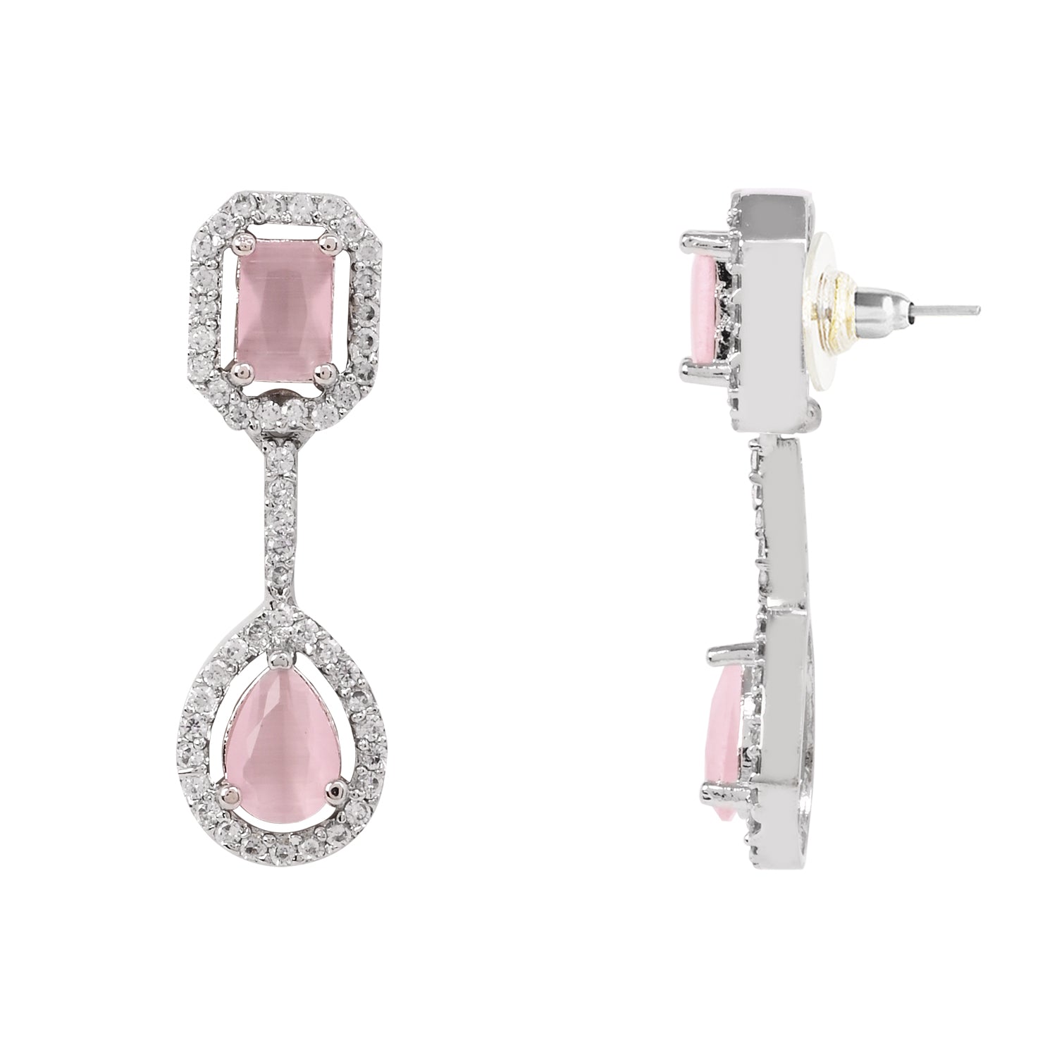 Aaesha - Silver Pink Necklace Set