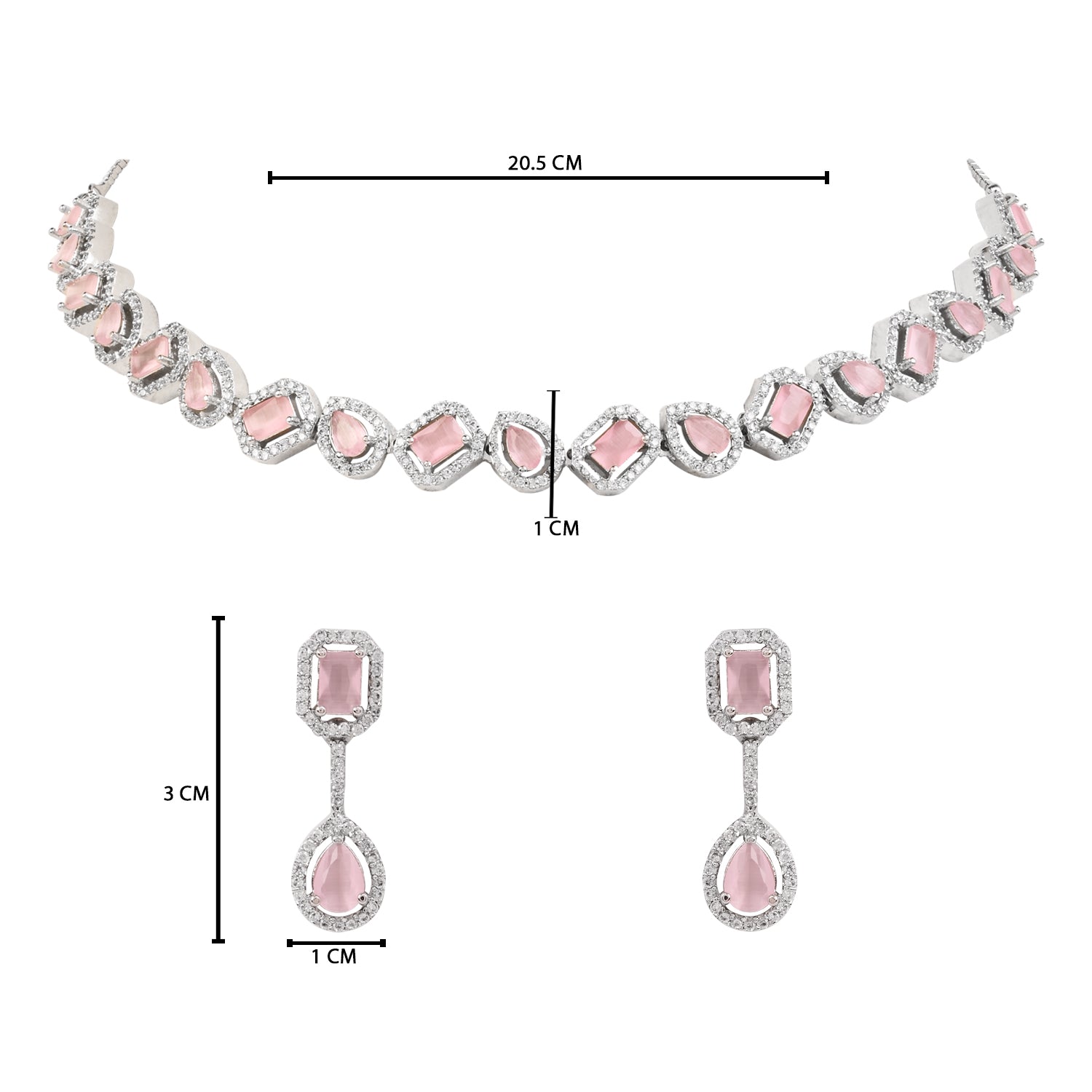 Aaesha - Silver Pink Necklace Set