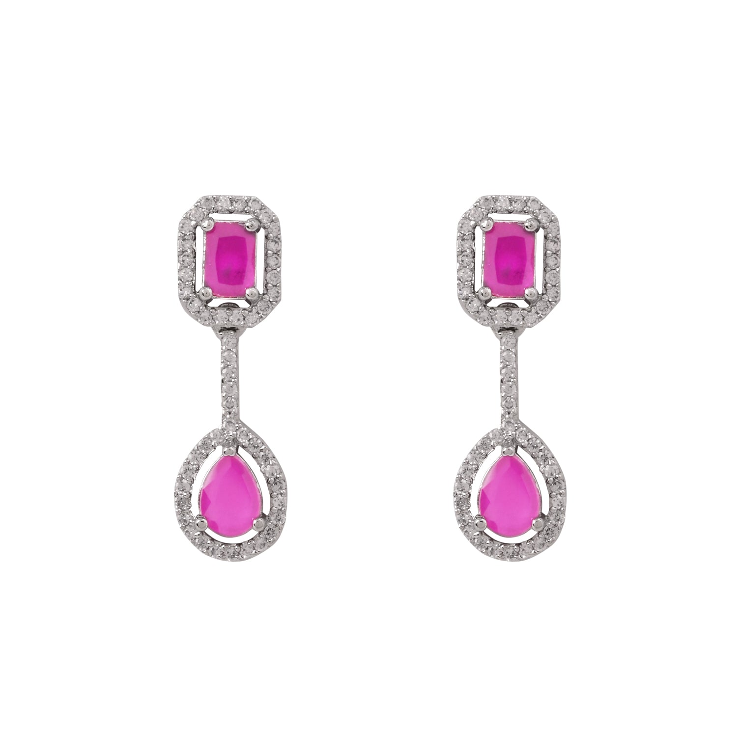 Aaesha - Silver Pink Necklace Set
