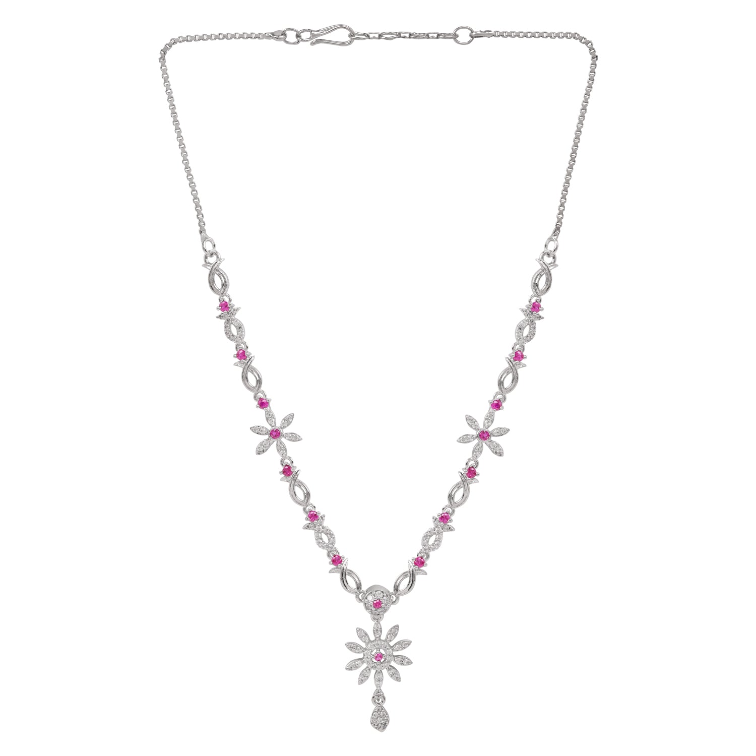 Charmi - Silver Pink Necklace Set
