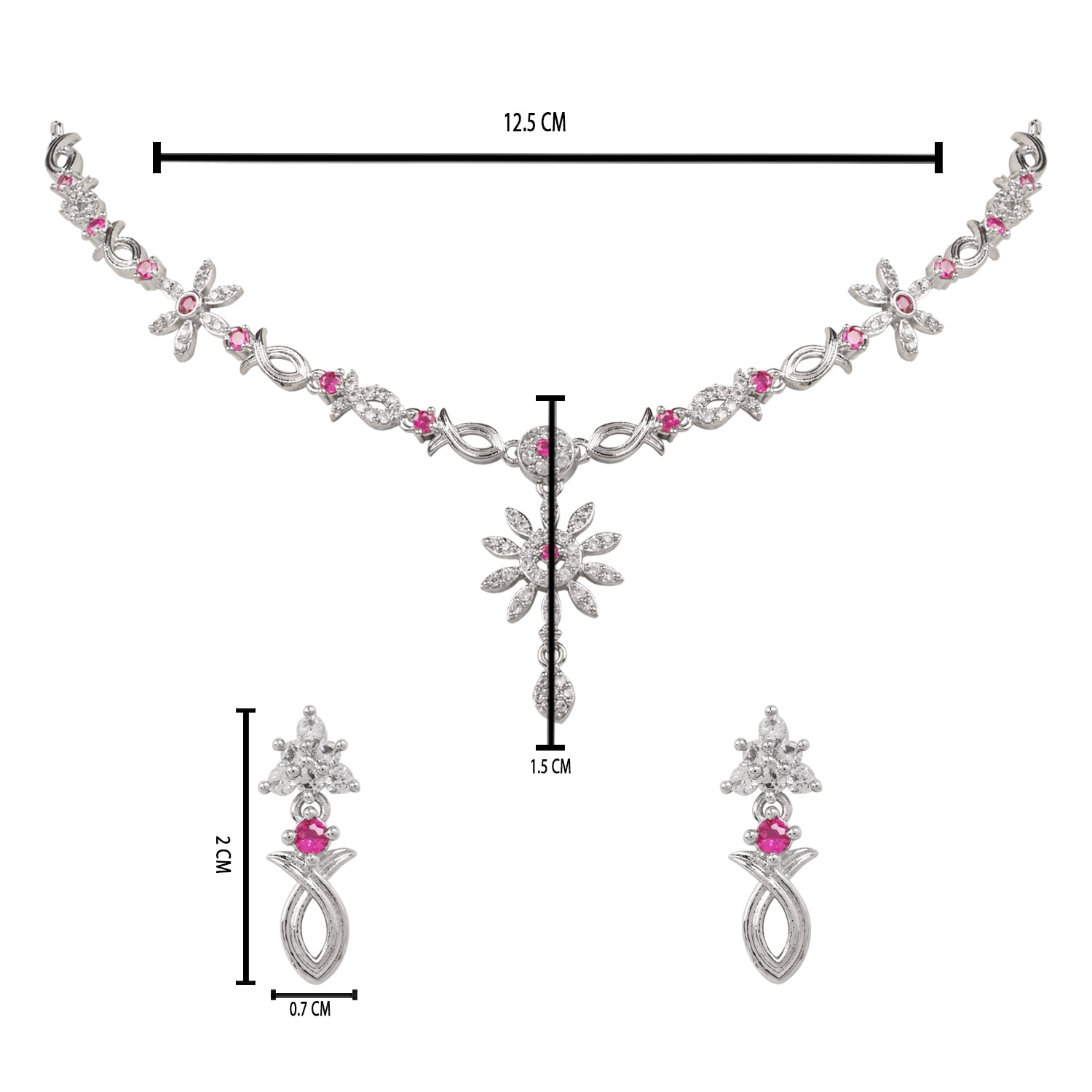 Charmi - Silver Pink Necklace Set