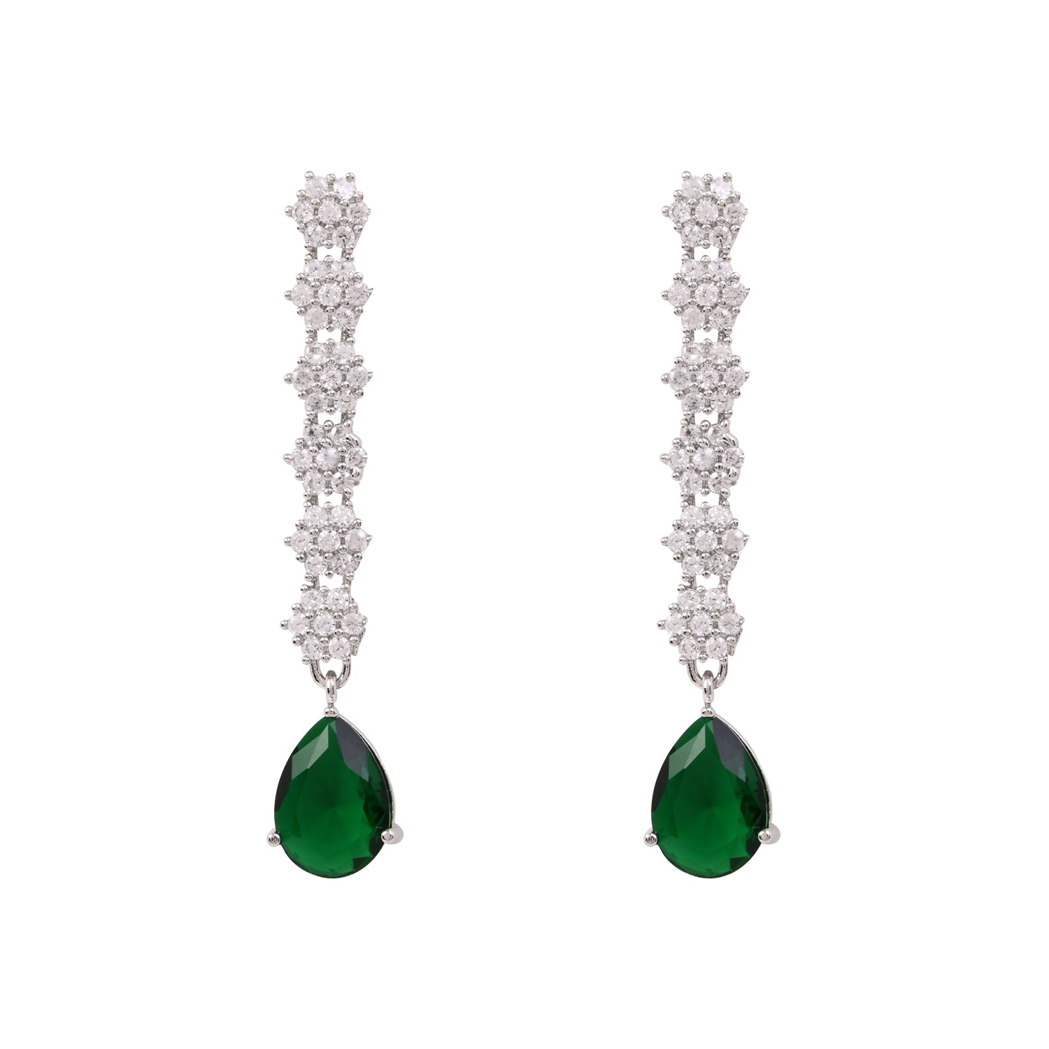 Dhanvi - Silver Green Necklace Set