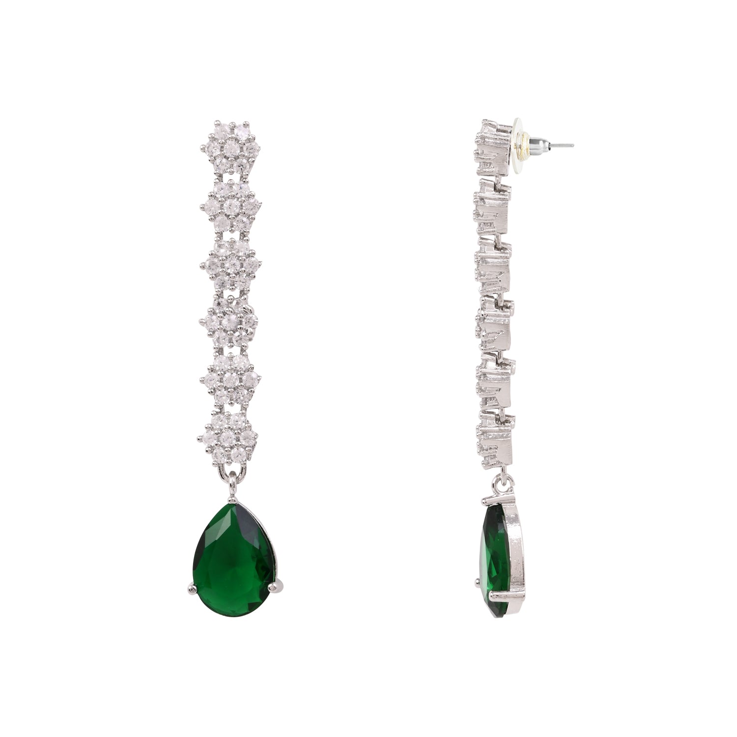 Dhanvi - Silver Green Necklace Set