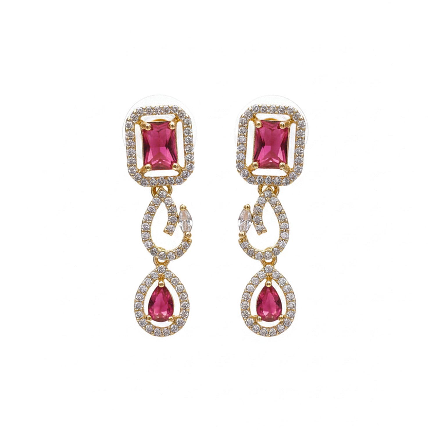 Millie- Ruby Necklace Set with American diamond Style detailing