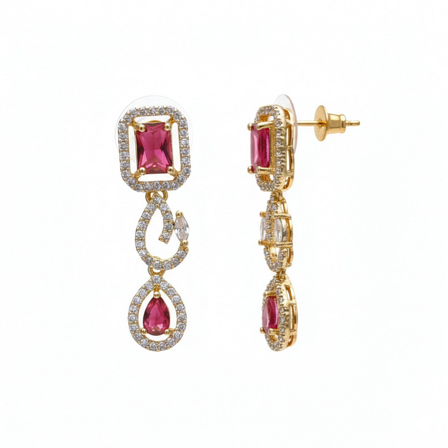 Millie- Ruby Necklace Set with American diamond Style detailing