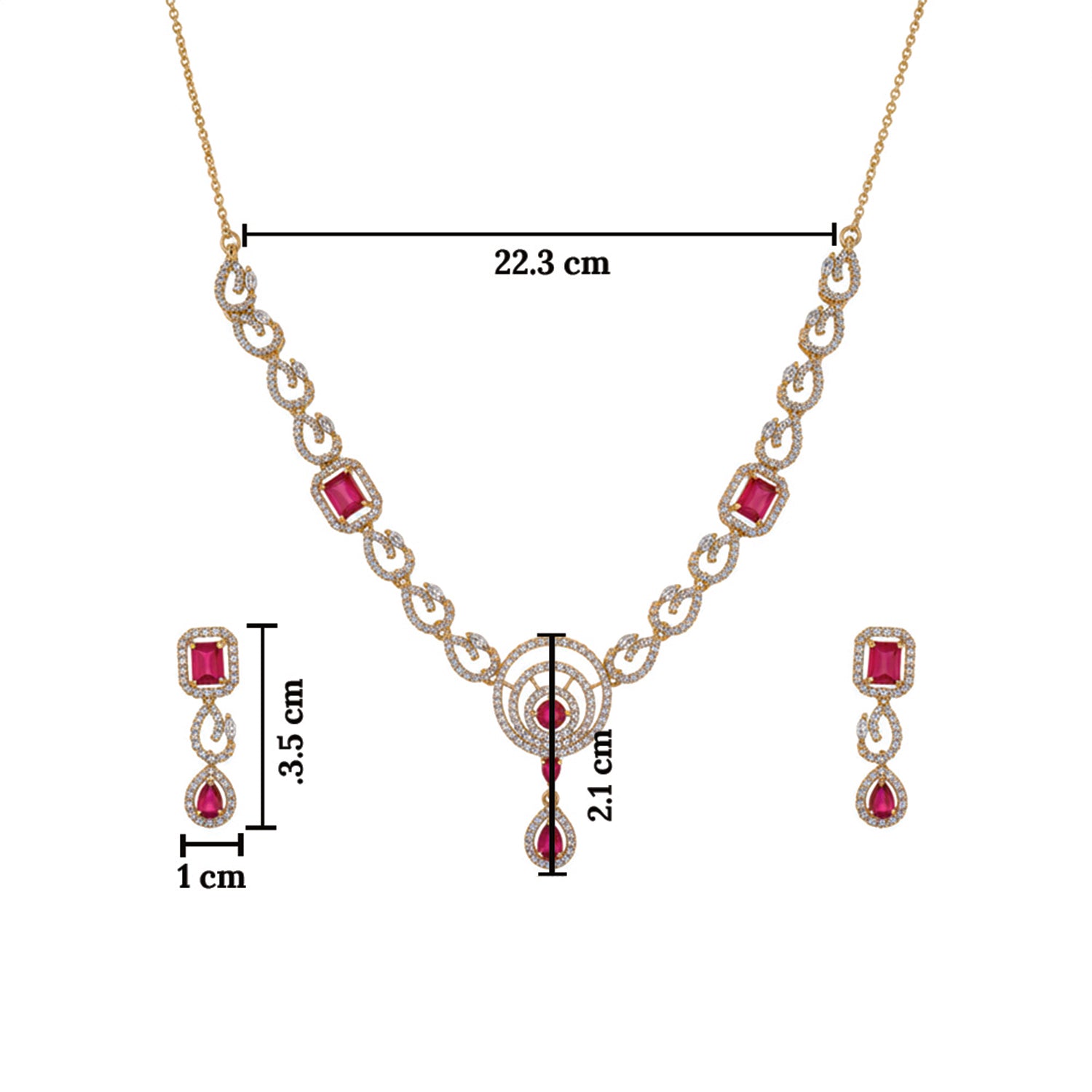 Millie- Ruby Necklace Set with American diamond Style detailing