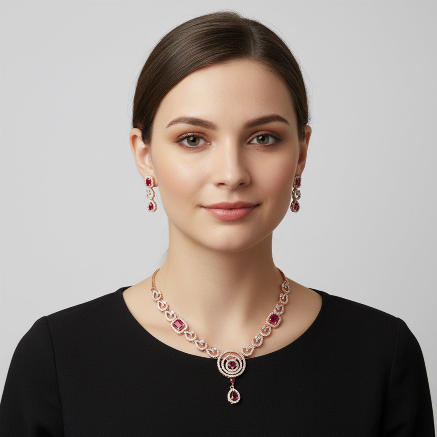 Sarini Ruby Necklace Set