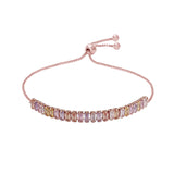 (Pack of 2) Rose Gold Cubic Zirconia Adjustable Bracelet