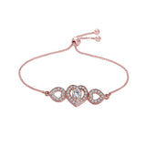 (Pack of 2) Rose Gold Cubic Zirconia Adjustable Bracelet