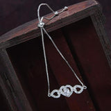 (Pack of 2)Silver Plated Cubic Zirconia Adjustable Bracelet