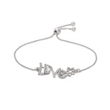 (Pack of 2) Silver Plated Cubic Zirconia Adjustable Bracelet