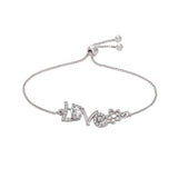 (Pack of 2) Rose Gold & Silver Plated Cubic Zirconia Adjustable Bracelet