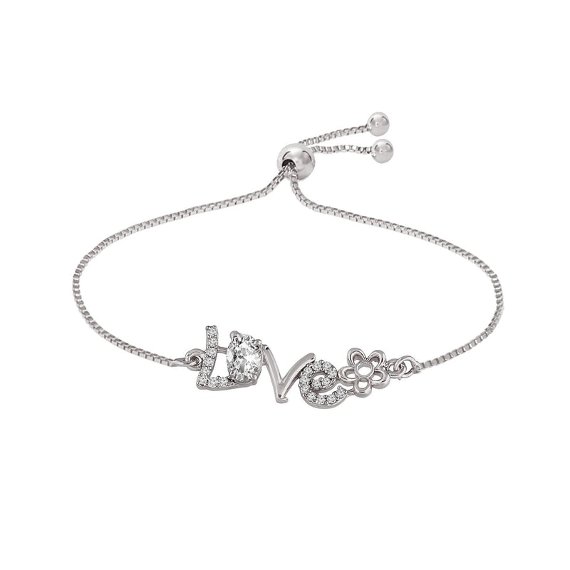 (Pack of 2) Rose Gold & Silver Plated Cubic Zirconia Adjustable Bracelet