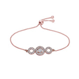 (Pack of 2) Rose Gold Cubic Zirconia Adjustable Bracelet