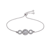 (Pack of 2 )Silver Cubic Zirconia Adjustable Bracelet