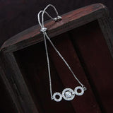 (Pack of 2)Silver Plated Cubic Zirconia Adjustable Bracelet